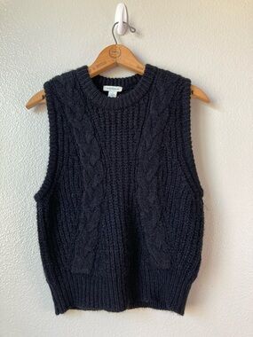 Sundance Carsyn chunky Rib Cable Knit Sleeveless Crewneck Sweater Vest sz S